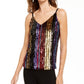 INC International Concepts Women's Striped Spaghetti Strap V Neck Tank Top Pink Size Large