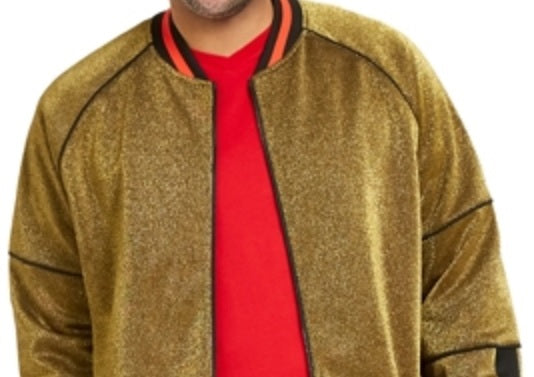 INC International Concepts Men's Disco Varsity Track Jacket Metallic Shimmer Yellow Size 2X