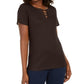 Karen Scott Women's Triple Ring Cutout Top Brown  Size Large