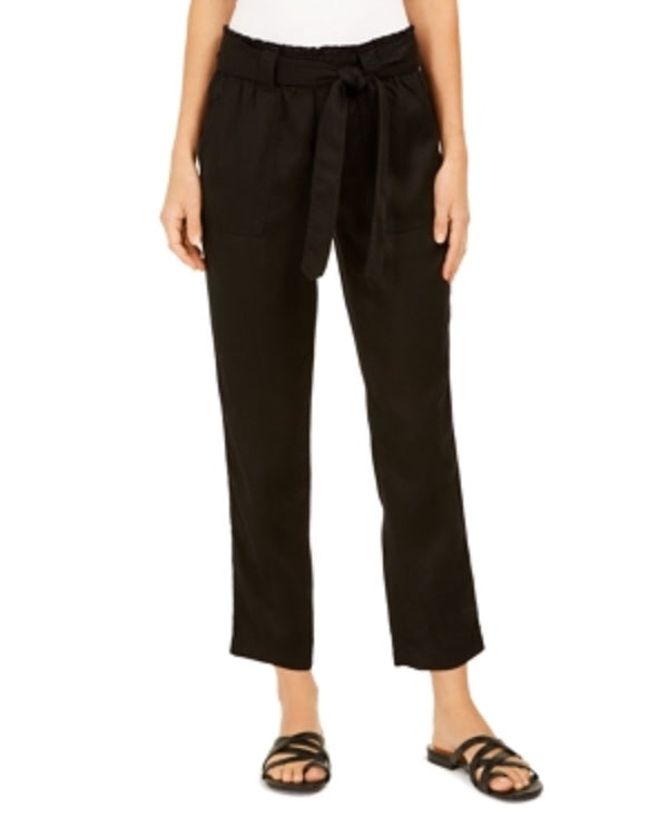 Style & Co Women's Tie Belted Utility Pants Black Size Large