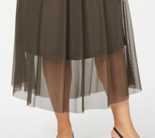 Alfani Women's Oasis Mesh Comfort Waist Midi Skirt Green Size 0X