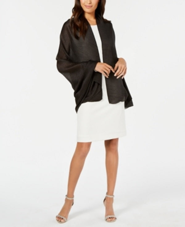 INC International Concepts Women's Pleated Lightweight Evening Wrap Black Size Regular
