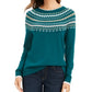 Charter Club Women's Fair Isle Sweater Green Size XX-Large