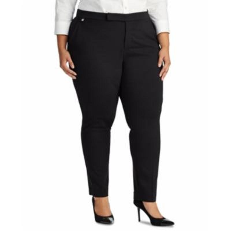 Ralph Lauren Women's Stretch Ponte Knit Skinny Pants Polo Black Size 3X