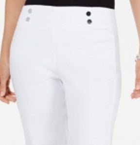 JM Collection Women's Cropped Zipper Trim Pants White Size -Petite S