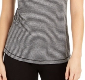 Ideology Women's Striped Sleeveless V Neck Active Wear Top Black Size XX-Large