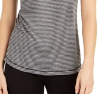 Ideology Women's Striped Sleeveless V Neck Active Wear Top Black Size XX-Large