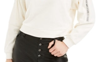 Bar III Women's Long Sleeve Jewel Neck T-Shirt Top White Size XX-Small