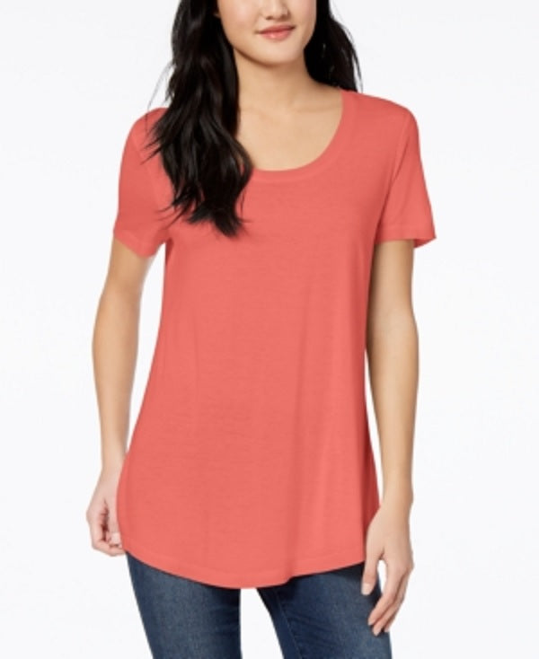 Maison Jules Women's Short Sleeve Crew Neck T-Shirt Top Orange Size Large
