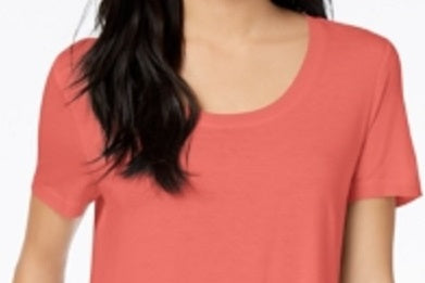 Maison Jules Women's Short Sleeve Crew Neck T-Shirt Top Orange Size Large