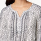 Style & Co Women S 3/4 Sleeve Stretch Blend Top White Size Petite S