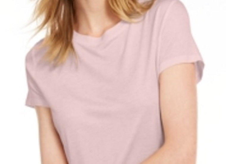 Maison Jules Women's Tie Back Solid T-Shirt Pink Size XX-Large