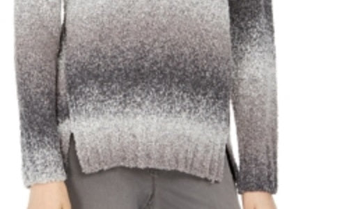 Style & Co Women's Ombre Long Sleeve Turtle Neck Blouse Sweater Black Size Petite Small