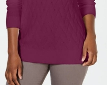 Karen Scott Women's Basket Stitch Sweater Purple Size Small