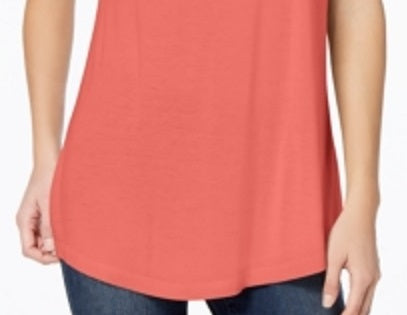Maison Jules Women's Scoop Neck T-Shirt Orange Size X-Large