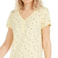 Charter Club Women's Cotton Printed Sleepshirt Nightgow ditsy dot Yellow  Size Medium
