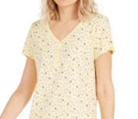 Charter Club Women's Cotton Printed Sleepshirt Nightgow ditsy dot Yellow  Size Medium