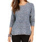 Style & Co Women's Striped Metallic Threaded Sweater Blue Size PP