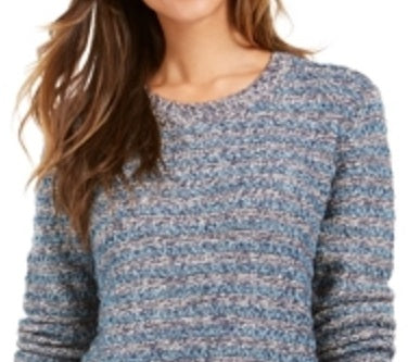 Style & Co Women's Striped Metallic Threaded Sweater Blue Size PP