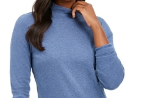 Karen Scott Women's Cotton Mock Neck Top Blue Size XX-Large