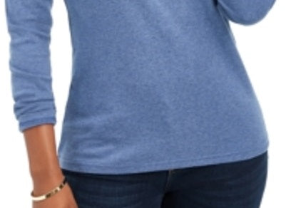 Karen Scott Women's Cotton Mock Neck Top Blue Size XX-Large