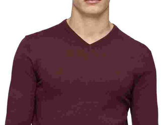 Calvin Klein Men's Merino Wool V Neck Sweater Red Size Large