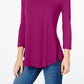 JM Collection Women's 3/4 Sleeve Solid Top Ripe Purple Size Petite Medium