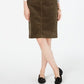 Charter Club Women's Corduroy Tummy Control Skirt Green Size 6