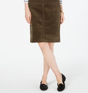 Charter Club Women's Corduroy Tummy Control Skirt Green Size 6