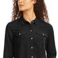Charter Club Women's Button Front Shirt Black Size Small