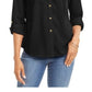 Charter Club Women's Button Front Shirt Black Size Small