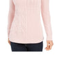 Charter Club Women's Patchwork Stitch Asymmetrical Collar Sweater Pink Size Medium