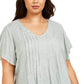 Style & Co Women's Textured Flutter Sleeve Top Green Size PP
