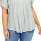 Style & Co Women's Textured Flutter Sleeve Top Green Size PP