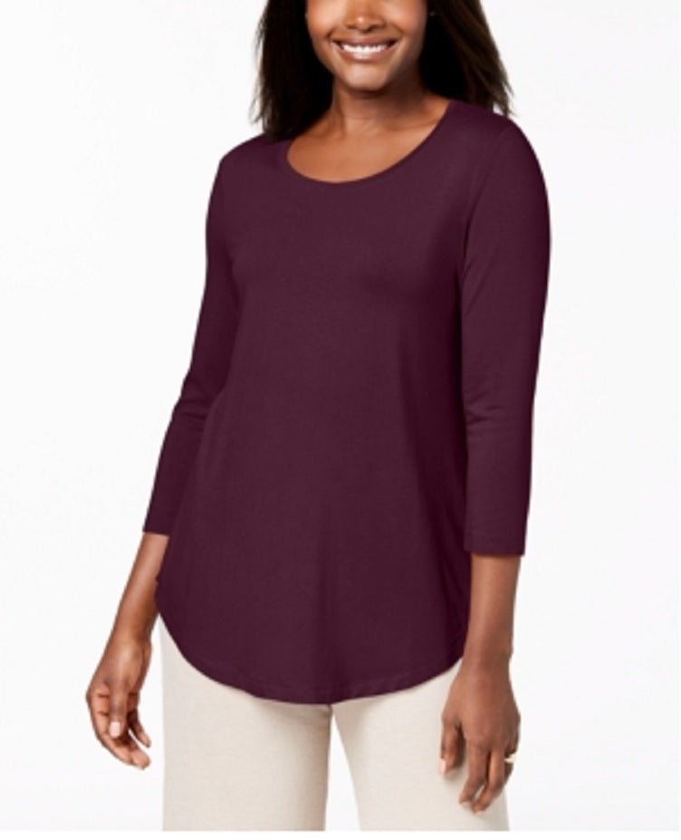 JM Collection Women's Scoop Neck Top Wine Size X-Large