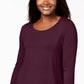 JM Collection Women's Scoop Neck Top Wine Size X-Large