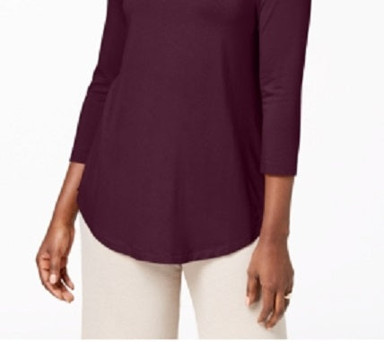 JM Collection Women's Scoop Neck Top Wine Size X-Large