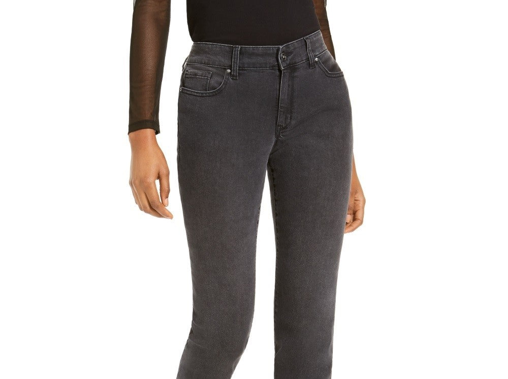 INC International Concepts Women's Snake Cuff Boyfriend Jeans Black Size 14