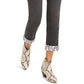 INC International Concepts Women's Snake Cuff Boyfriend Jeans Black Size 14