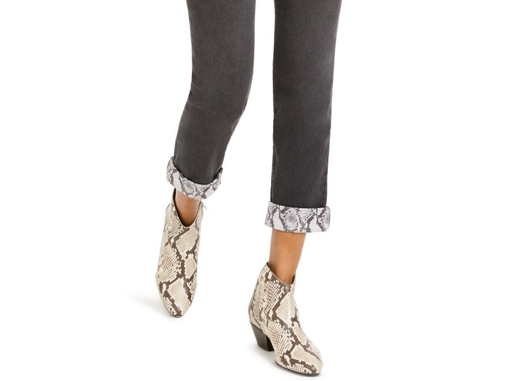 INC International Concepts Women's Snake Cuff Boyfriend Jeans Black Size 14