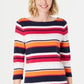 Charter Club Women's Cotton Striped Boat Neck Top Pink combo Size Petite XL