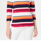 Charter Club Women's Cotton Striped Boat Neck Top Pink combo Size Petite XL