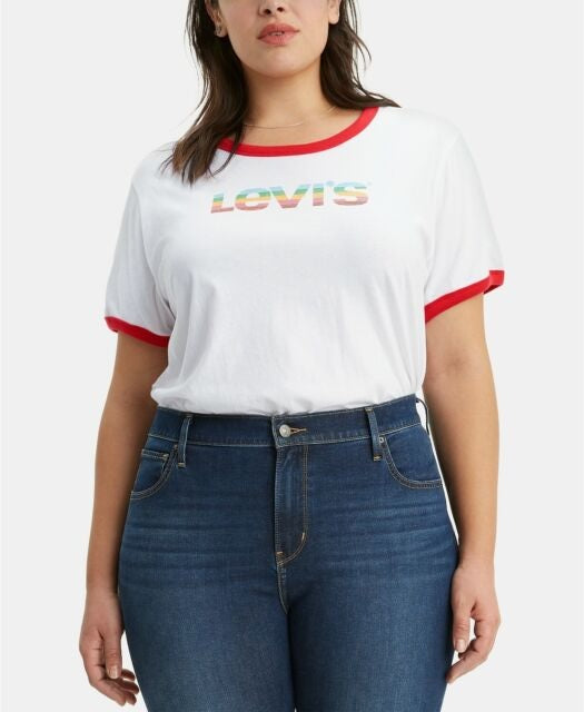 Levi's Women's Logo Ringer T-Shirt White Size 2X