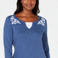 Karen Scott Women's Embroidered Cotton Layered Look Top Blue Size Petite M