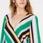 Bar III Women's Striped Wrap Blouse Green Size X-Small