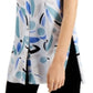 Alfani Women's Blouse ButtonDown Printed Knit Top Blue Size Petite XL