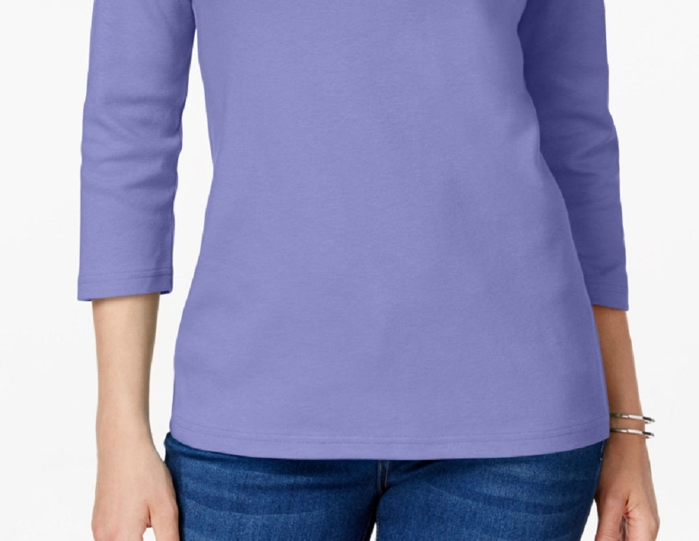 Karen Scott Women's Scoop Neck Top In Purple Size Small