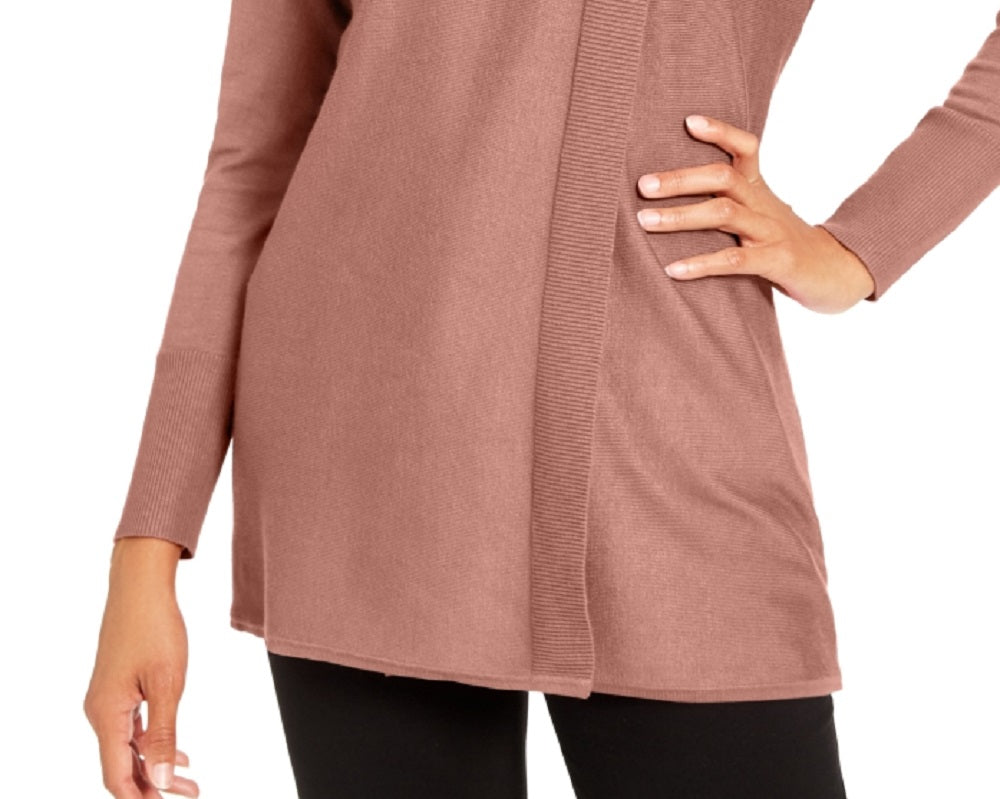 JM Collection Women's Faux Wrap Cowl Neck Sweater Pink Size X-Large