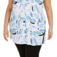 Alfani Women's Printed Button Down Tunic Top Blue Size 0X
