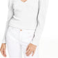 INC International Concepts Women's  Puff Shoulder Ribbed Top White Size Petite S